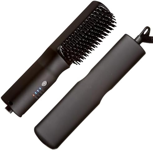 2-in-1 Ionic Hair Straightener Brush with Ceramic Coating
