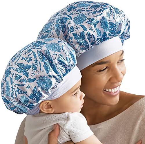 2-in-1 Mommy & Me Satin Bonnet Sleep Cap for Adult and Babies