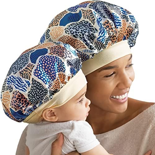 2-in-1 Mommy & Me Satin Bonnet Sleep Cap for Adult and Babies