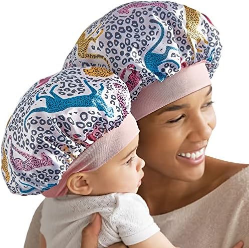 2-in-1 Mommy & Me Satin Bonnet Sleep Cap for Adult and Babies