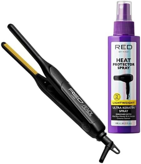 KISS Pencil Flat Iron & Heat Protector Spray Bundle