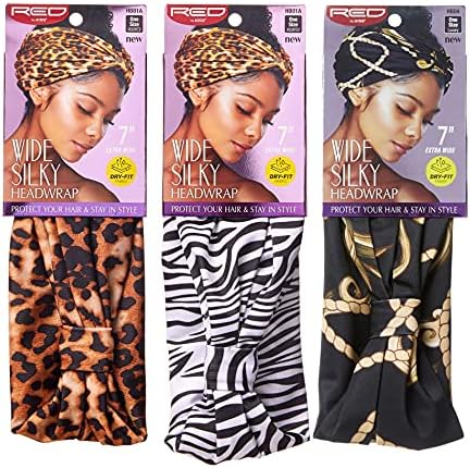 Wide Silky Headwrap 7" Extra Wide Turban Headbands 3 PACK (…