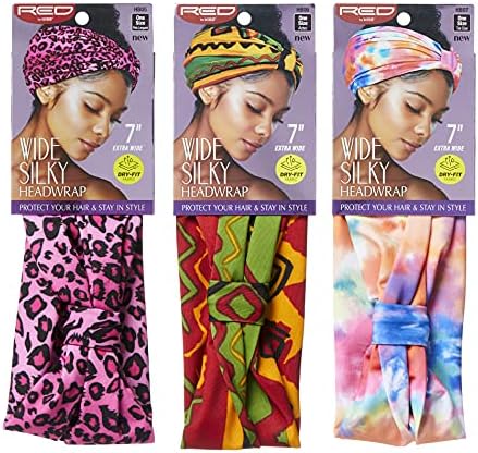 Wide Silky Headwrap 7" Extra Wide Turban Headbands 3 PACK (…